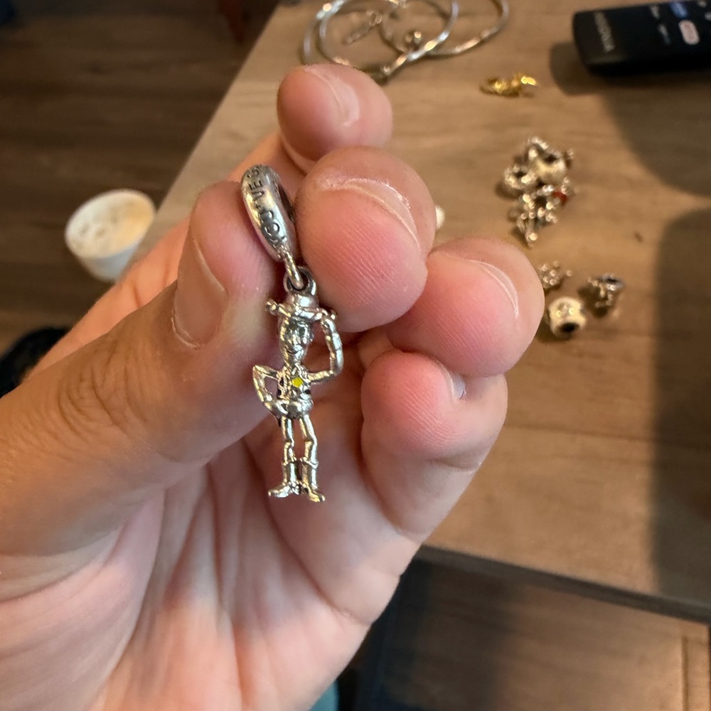 Sterling Silver woody Cowboy Charm Pendant - Silver